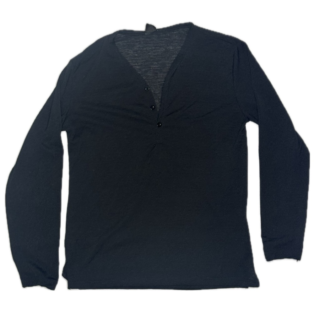 Black Polyester Long-Sleeved Shirt